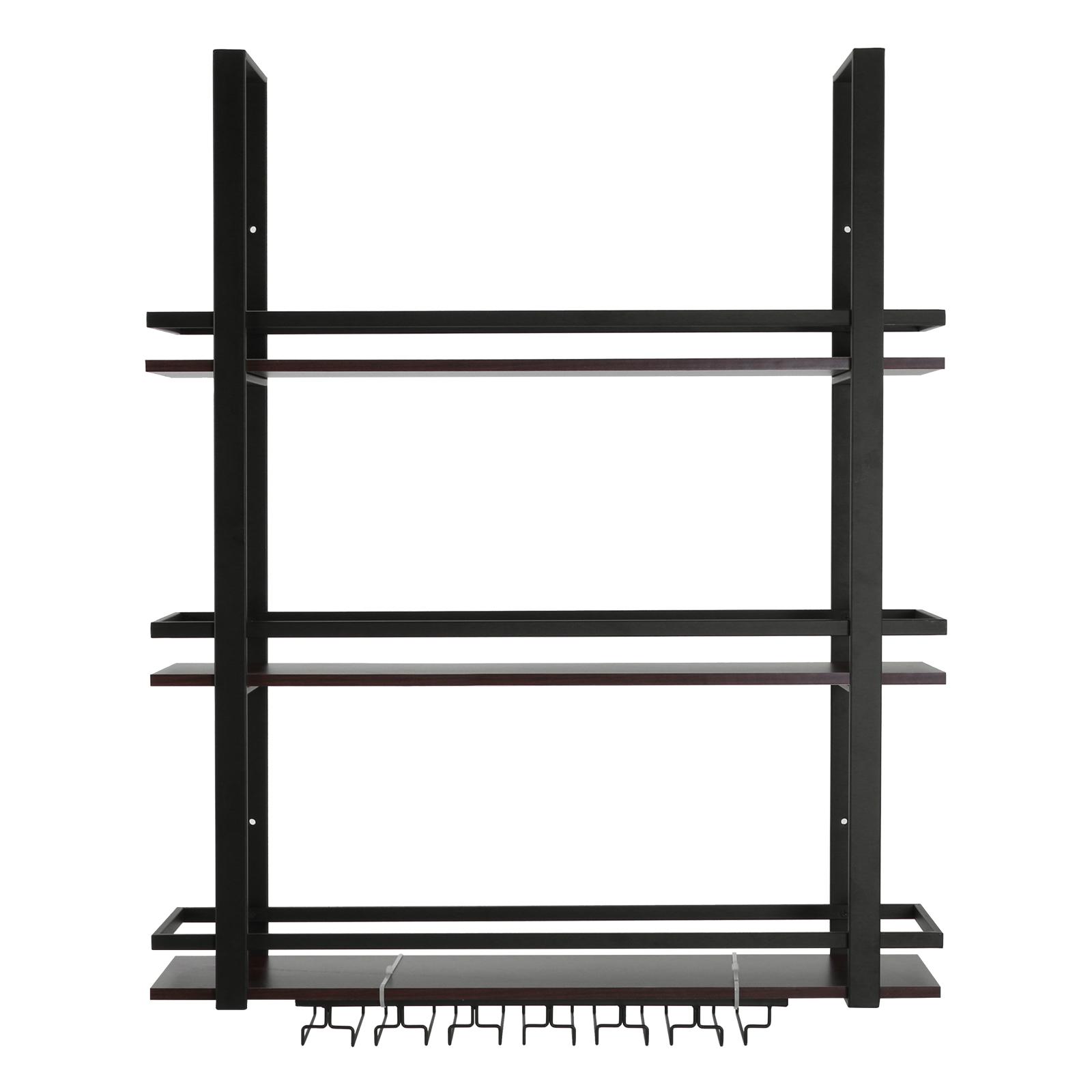 

3 Tier Wall Mounted Bar Shelves Metal Hanging Wine Storage Rack Display with Glass Holder for Kitchen Dining Room Home Decor