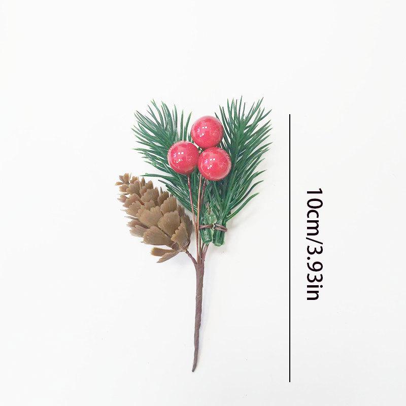 Artificial Pine Needle Greenery & Red Berry Bouquet for Holiday DIY & Gift Packaging