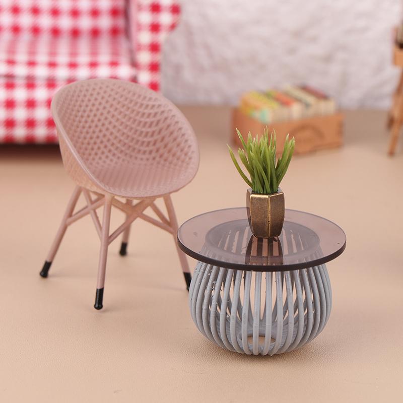 1Pc Puppenhaus Zubehör Dekoration Spielzeug Puppenhaus Miniatur Simulation Balkon Rattan Stühle Tische und Stühle Möbel Modell