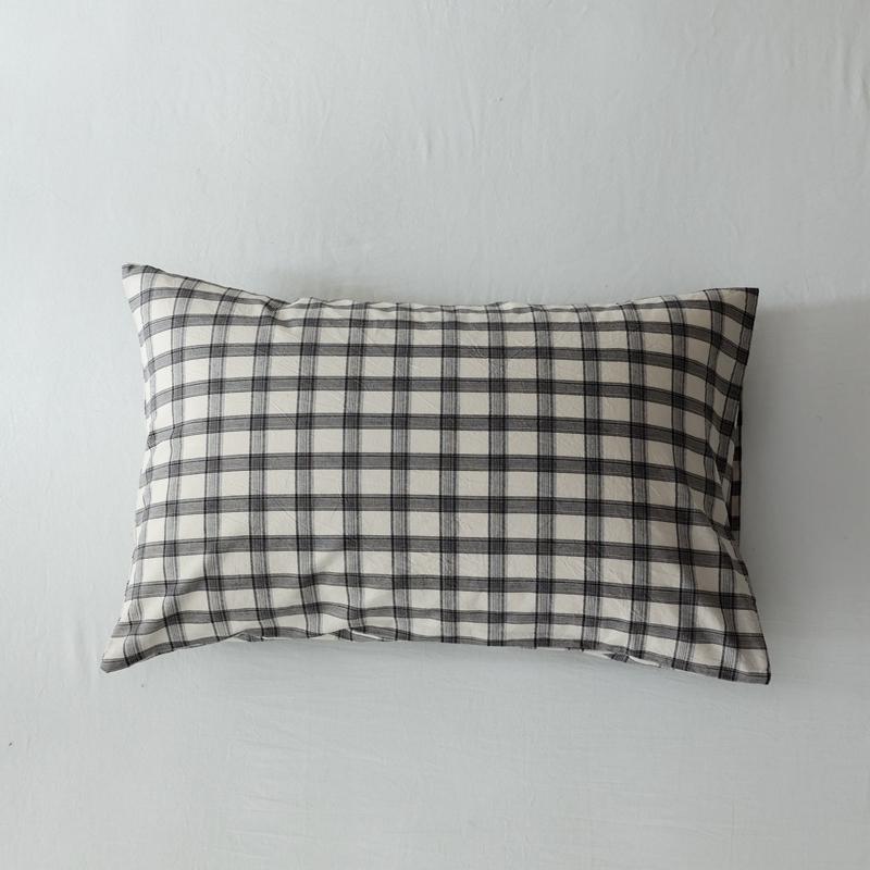 1 Stück 200T Baumwoll-Twill karierter bedruckter Kissenbezug 48 x 74 cm, Kissenhülle für Bett mit Umschlagverschluss, ohne Füllung