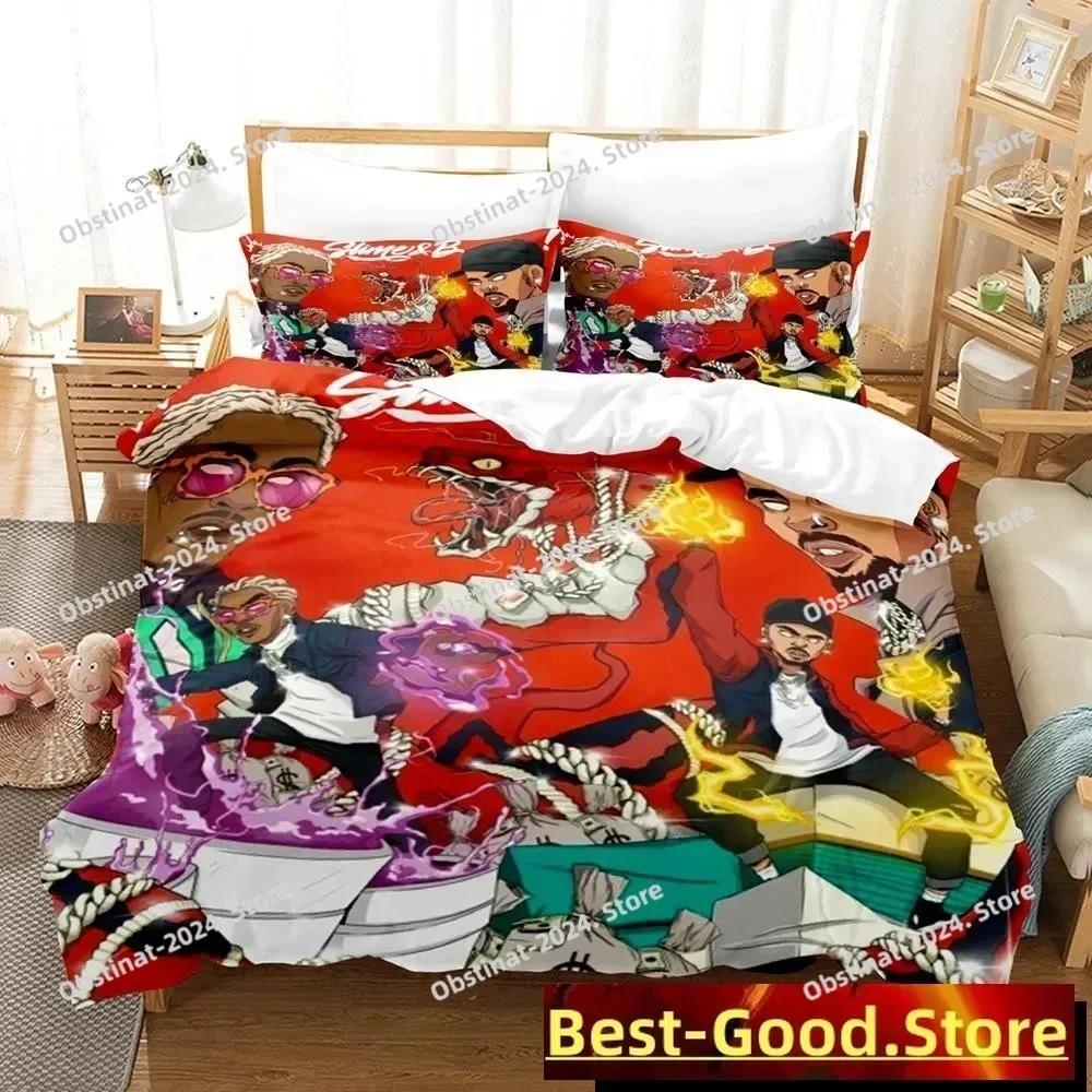 Chris Brown Bedding Set Single Twin Full Queen King Size Bed Set Adult Kid Bedroom Duvetcover Sets 3D Anime Bed Sheet Set
