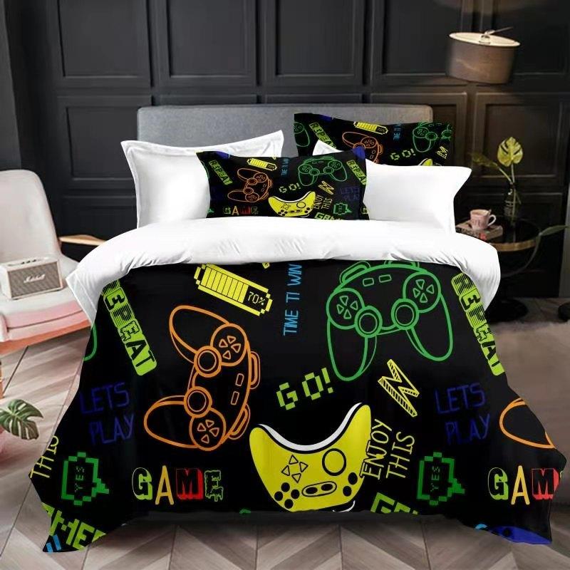 Gamer Bedding Sets For Boys Gaming Duvet Cover Set Queen Video Games Comforter Cover,Playstation Designs Bed Set For Teen Boys