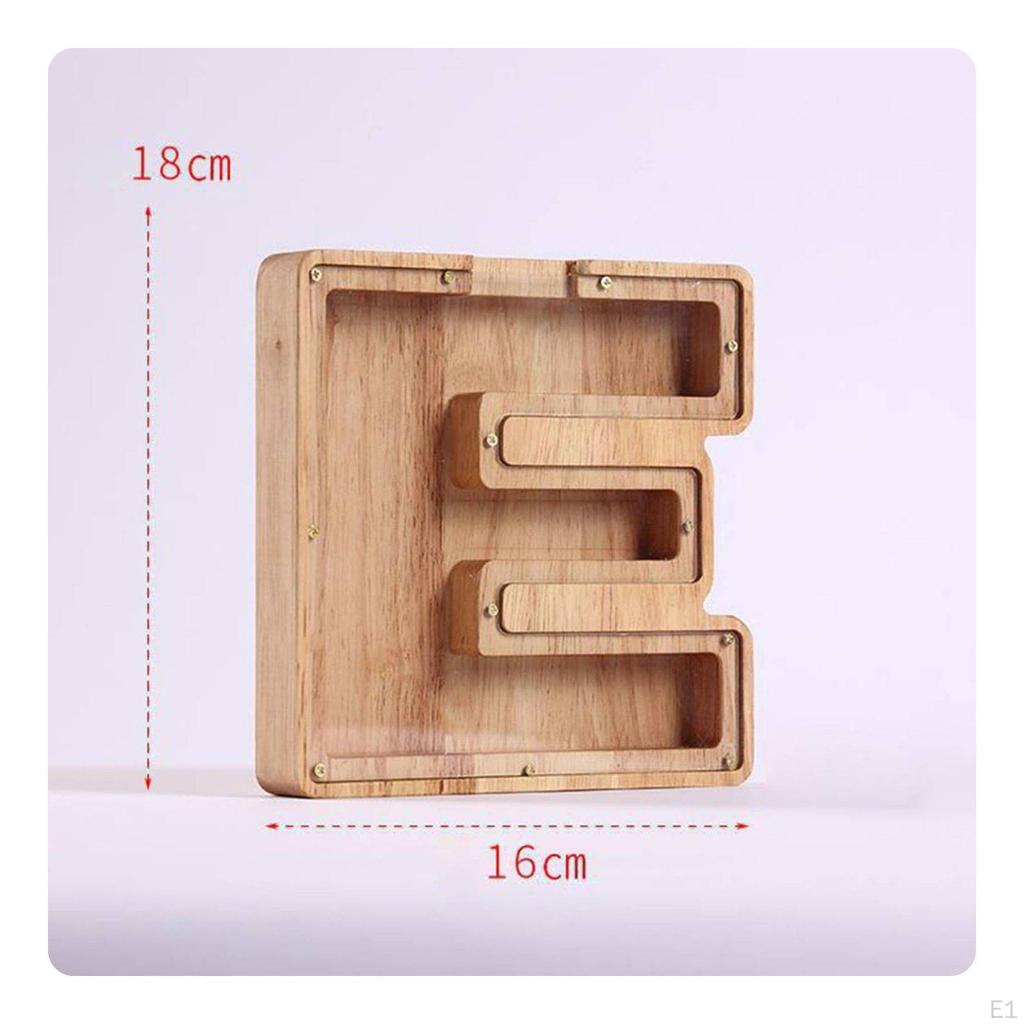 Wooden Letter Piggy Bank Wood Alphabet Money Box Creative Design for Kids, Young