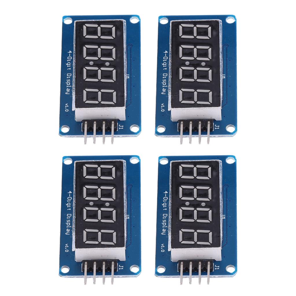 4Pcs 4 Digit Tube Display Module Red Adjustable Brightness LED Segment Support for TM1637 Drive Chip with Clock