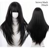 Ashely Black Brown Synthetic Heat-Resistant Straight Hair Wigs with Bangs Suitable for Daily Use Natural and Realistic False Wig