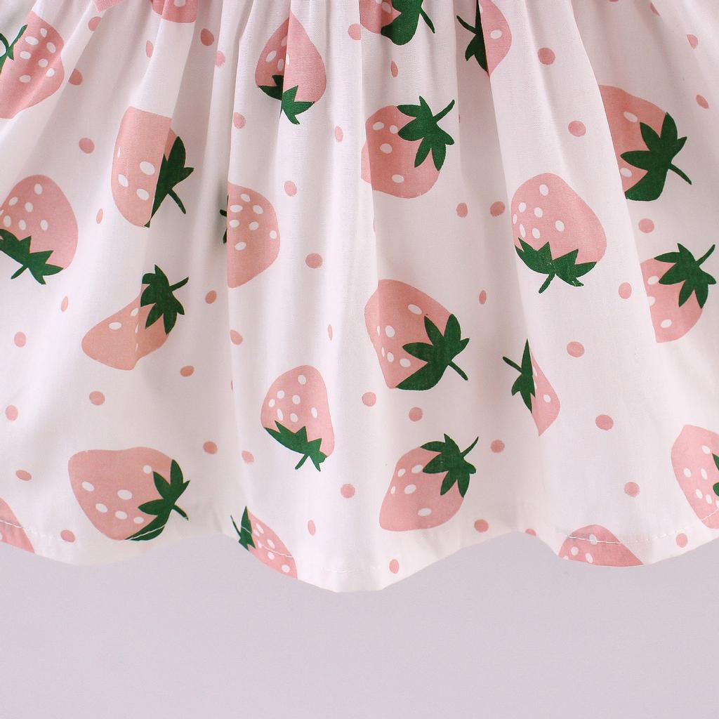 Bambina Bambino Bambini Ragazze Senza Maniche Stampa Fragola Abito da Principessa Cappello Abiti