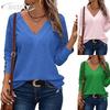 JPNTKY Moda Donna Casual Stampa Colore Unico Manica Lunga Scollo a V Camicette & Camicie