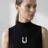 Vnox Punk Large Gold Polish U-Shape Horseshoe Pendant Necklace for Women, Adjustable Black Leather Rope Necklace Party Jewelry