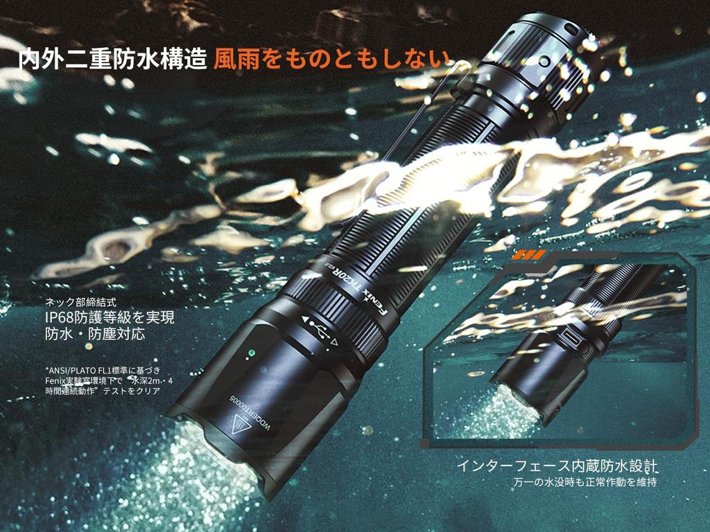 Fenix TK20R Rechargeable LED 3000 Portable Battery 475M Disaster High Tactical Light for Disaster Night Security Military Outdoor 5000mAh Battery