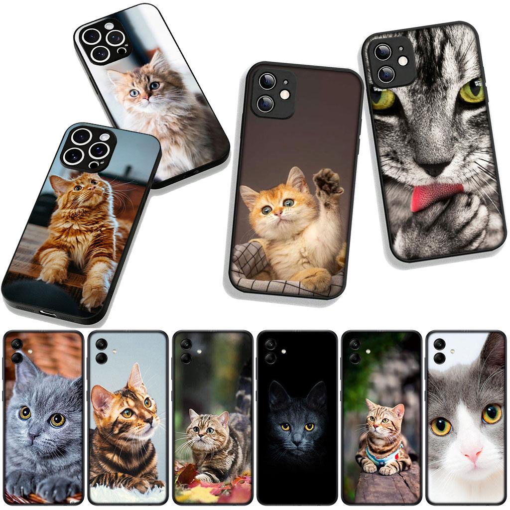 Blue Cat Green Eyes Meow Phone Cover for Samsung Galaxy A36 A17 A26 A07 A35 A54 A53 A13 A33 A34 S8 S9 S20 S21 FE S10 Plus Case