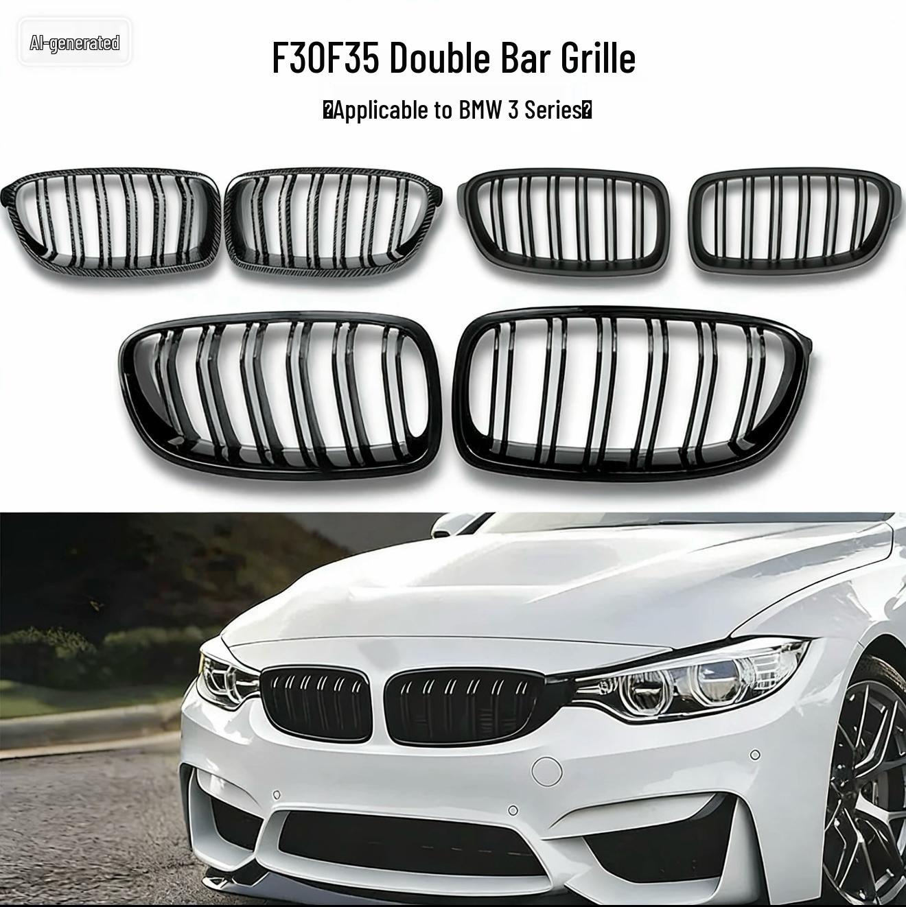 Gloss Black Dual-Line Grille for BMW 3 Series F30/F35 Modification Gloss Black