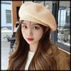 Simple CZ479 [White Fang] Beret, Braided, Natural, Cute, Hat, Stylish, Elegant, Women's (Black)