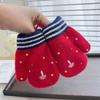 Baby Girls Cute Colors Cartoon Bow Plush Thickened Warm Gloves Children Soft Outdoor Windproof Warm Gloves Kids Gloves