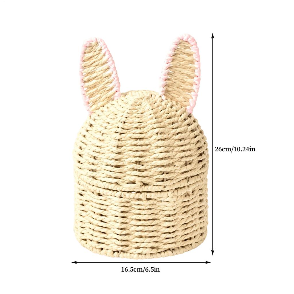 Handmade Easter Rabbit Basket Hand-Woven Snack Container Toy Organizer Basket Easter Bunny Basket With Ears For Candy Toys