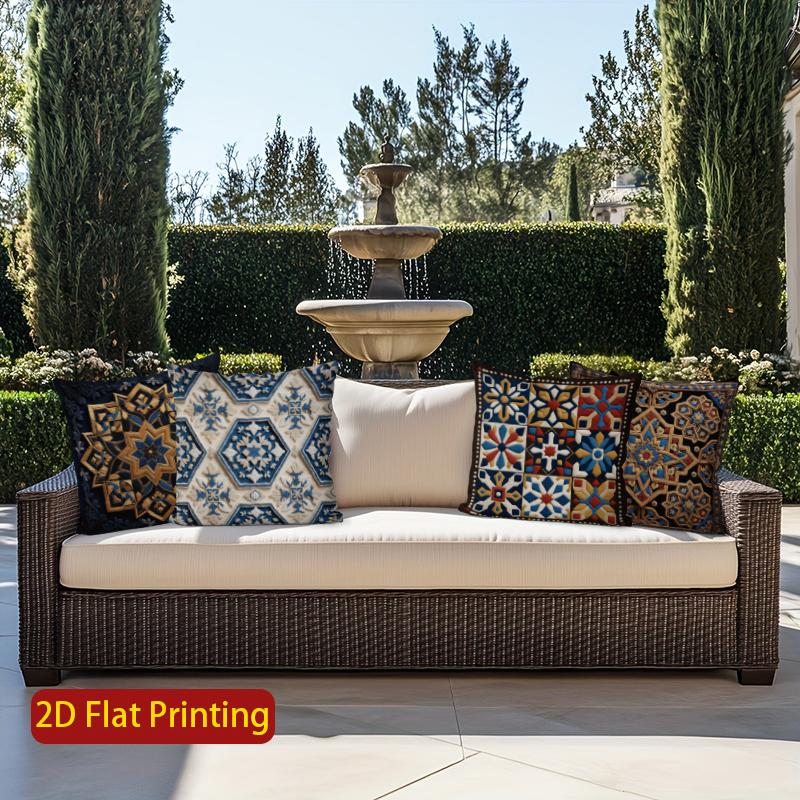 2D Colorful Geometric Pattern Decorative Pattern Cushion Cover Suitable For Sofa Bedroom Car Pillow Cover