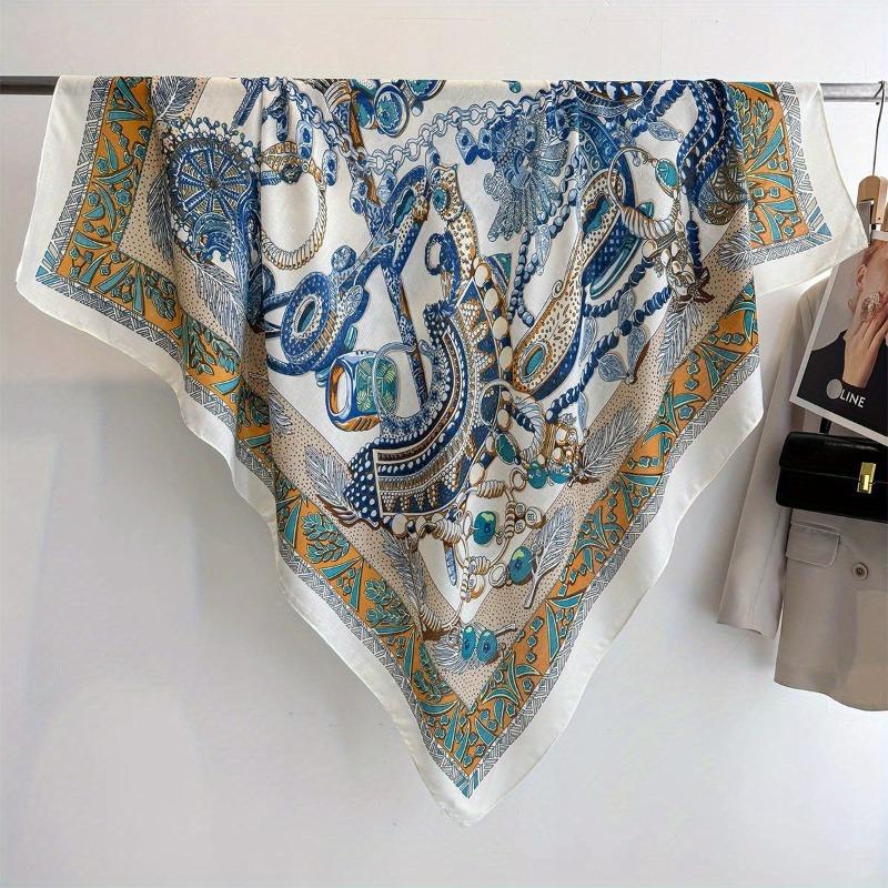 Spring and Summer Thin Imitation Cotton and Linen Shawl, Travel Photo, Color Printed Scarf, Air-conditioned Room Large Square Scarf