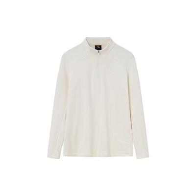 Outdoor Series Solid Color Half-Zip Stand Collar Pullover Long Sleeve T-Shirt Women Tops Duck-Down-White 162346401-1