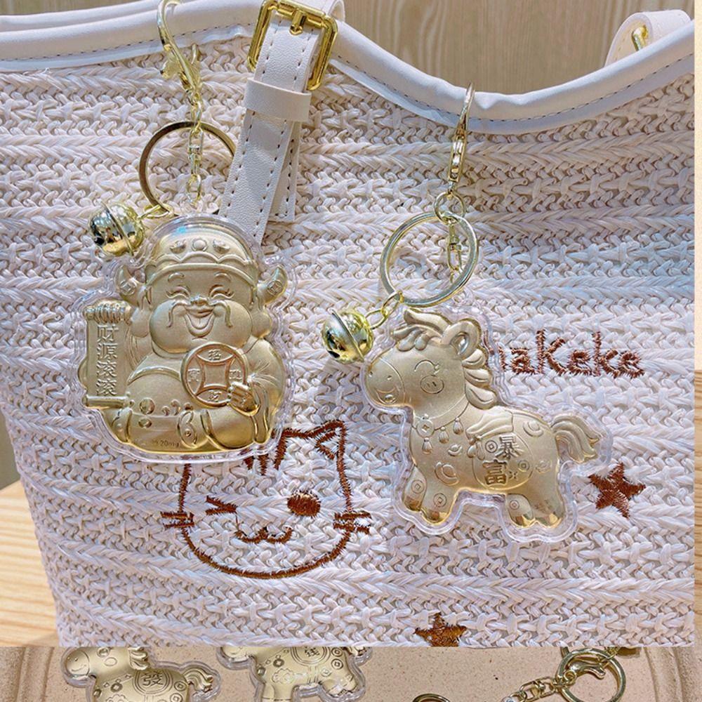 Luck Gold Horse Keychains Cartoon Design Zodiac Horse Keychains Bag Pendant  Holiday Gifts