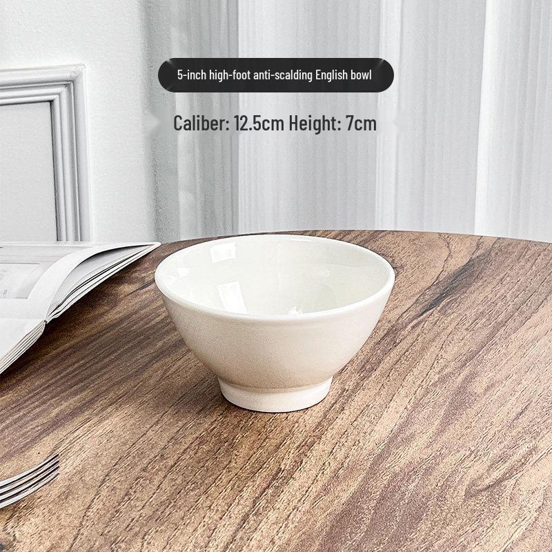 Ins Style White Ceramic High-Temperature Rice & Ramen Bowl
