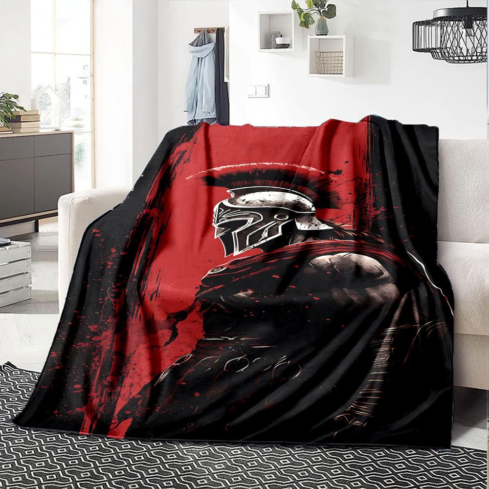 1pc Spartan Warrior Throw Blanket Soft Flannel, Cozy All Season Polyester Perfect for Home, Office
