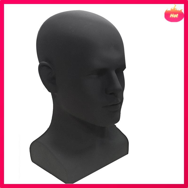 3X Male Mannequin Head Professional Manikin Head For Display Wigs Hats Headphone Display Stand (Matte Black)