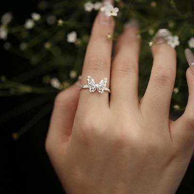 Lava Butterfly Ring Women's Fashion Niche Design High Sense Personality Temperament Opening Adjustable Ring Hand Jewelry