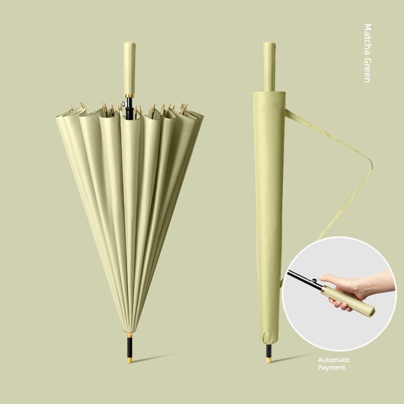 24-Rib Automatic Umbrella, Large Business Straight Umbrella, Double-Handle Factory-Printed Logo Advertising Long-Handle Umbrella
