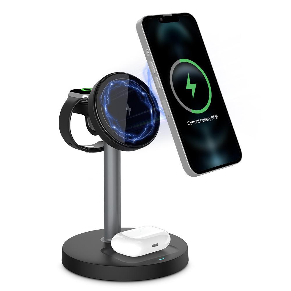15W 3-in-1 Magnetic Wireless Charger Stand – Bestselling Desktop Charging Stand 2025