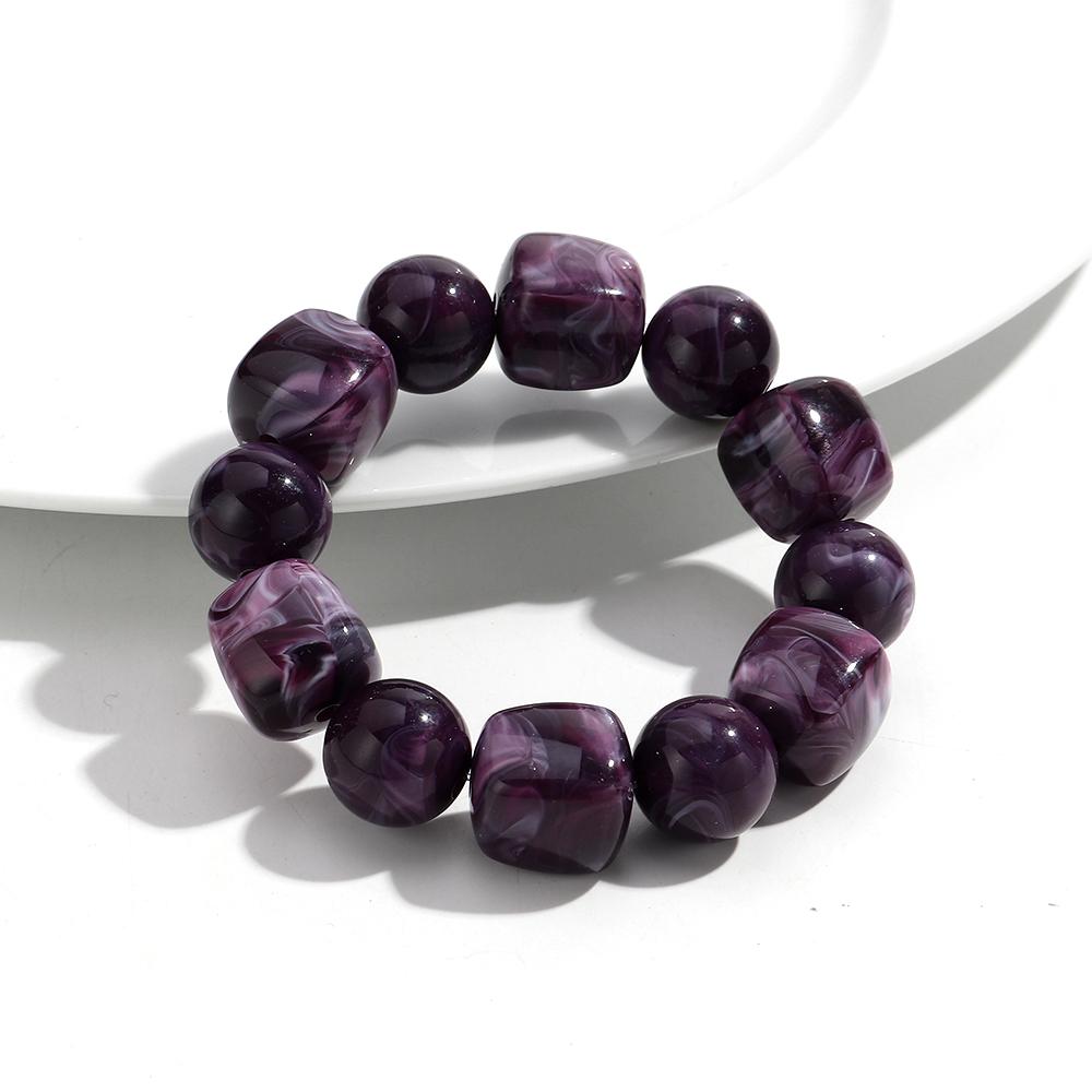 Acrylic Chunky Irregular Square Round Beaded Bracelet for Women European and American Simple Bracelet Fashion Hand Accessories