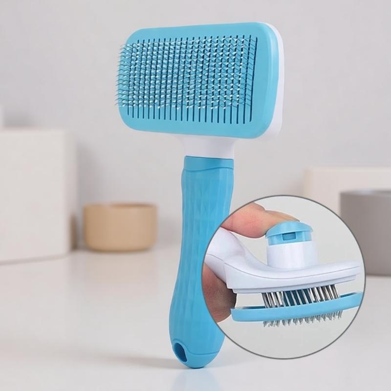 Efficient Pet Grooming Brush For Shedding Control Detangling Furs Soft Rounded Tips Dog Cats Loose Hair Remover Comb