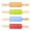 4PCS Mini Rolling Pin, Kids Rolling Pins Wooden Handle Non-Stick Silicone Rolling Pins Pastry Brushes Dough Roller for Baking Pizza Cookie Pastry