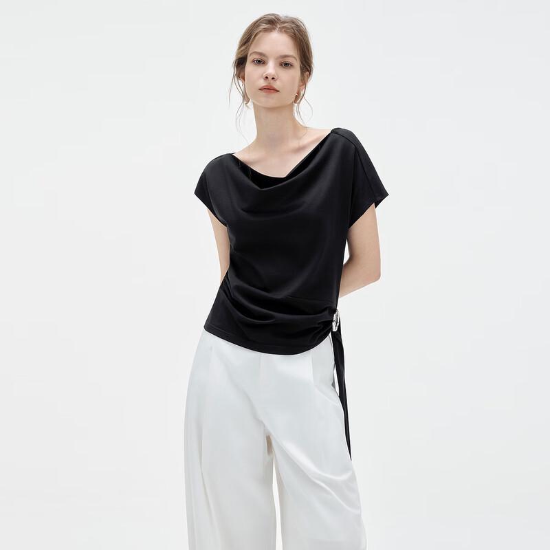 ELLE Slim Fit Drape Neck Short Sleeve T-Shirt