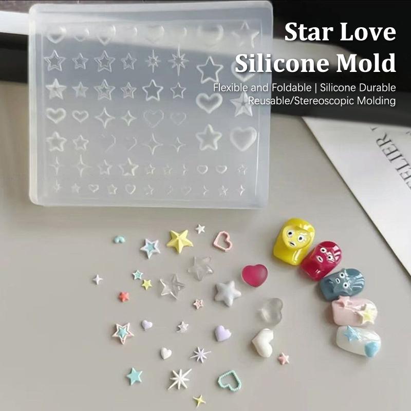 

Starburst Star Heart Bow Tie Jellyfish Shell Flower Snowflakes Bowknot Nail Art Accessories Silicone Carving Mold Mould Template A1