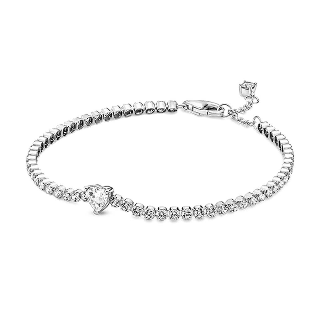 Pandora Shining Heart Shaped Tennis Bracelet Women Bracelet Silver 590041C01
