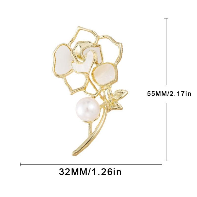 Fashion Pearl Camellia Flower Brooch For Women Girls Elegant Versatile Corsage Coat Dress Lapel Pins Clothing Accessories Gifts