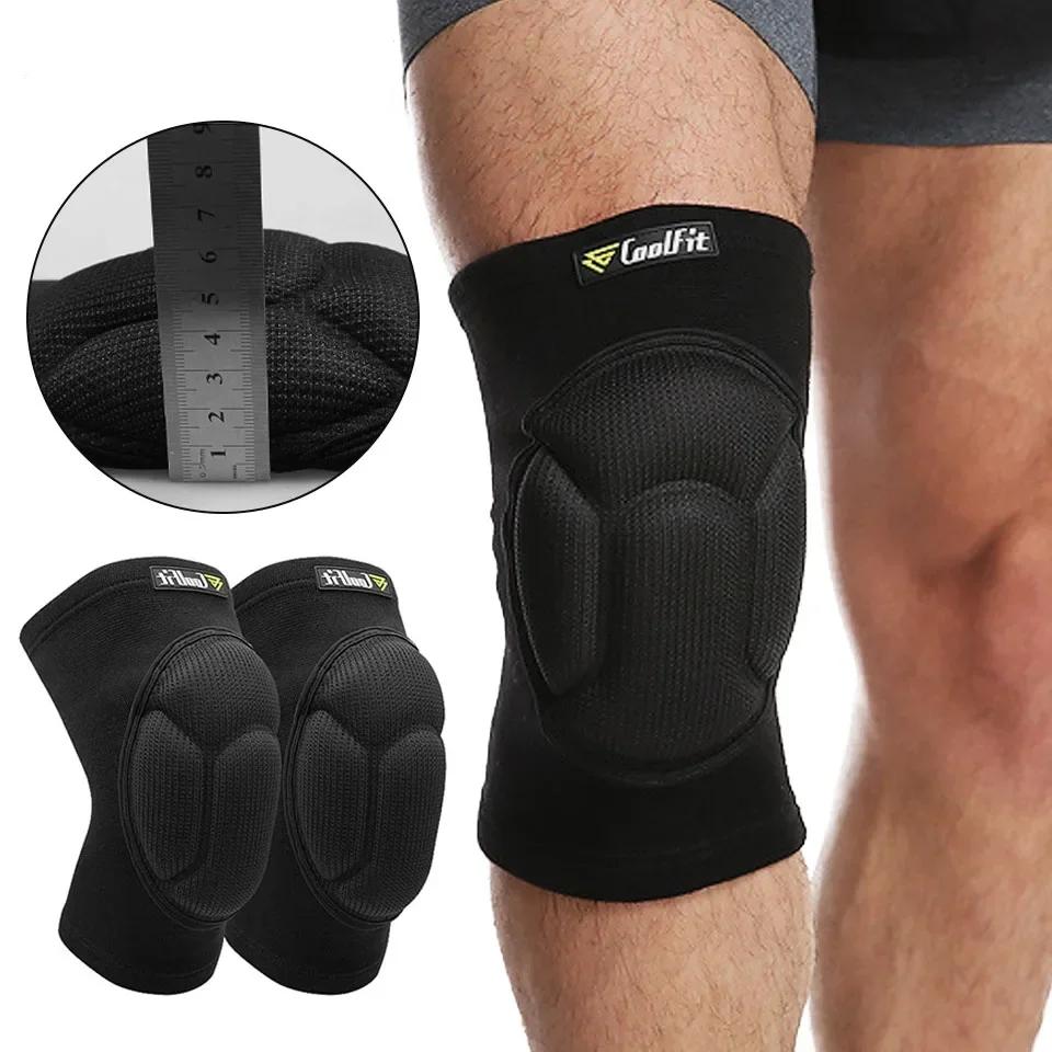 Loogdeel 1Pair Protective Knee Pads Football Volleyball Extreme Sports Kneepad Thick Sponge Anti-Slip Collision Avoidance Brace