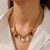 316L Stainless Steel Novelty Design Maple Leaf Pearl Flower Shell Pendant Necklace Women Advanced Texture Neck Chain
