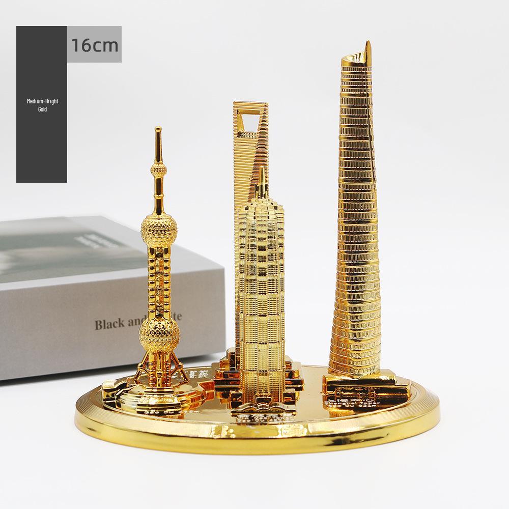 Shanghai Landmark Building Model: Oriental Pearl Tower, World Financial Center, Jin Mao Tower - Metal Creative Handicraft