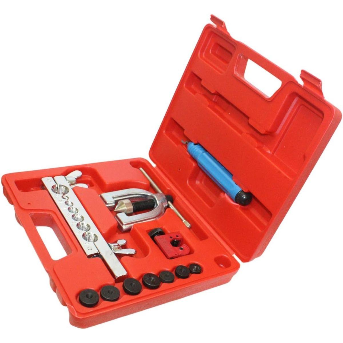 

45 шт. Набор инструментов для тормозной магистрали с двойным фланцем и мини-труборезом для автомобиля 23*20cm красный