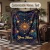Cosmic Stars Moons Theme Throw Blanket Custom Name Text Personalized Blanket Soft Cozy Blanket for Home Sofa Bed