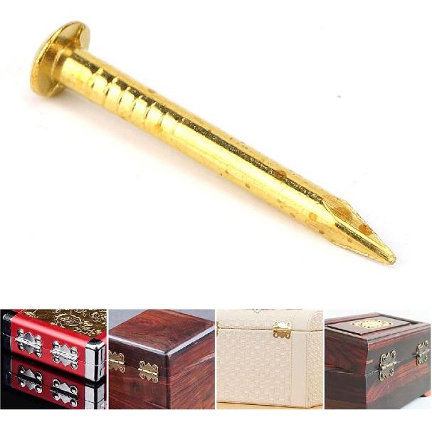 Brass Nails, 100 Pieces Round Head Gold Nails, Brass Wall Pins 10mm 15mm 18mm 22mm, Furniture Brass Tacks for Wood, for Hanging Picture Frame Mirror,