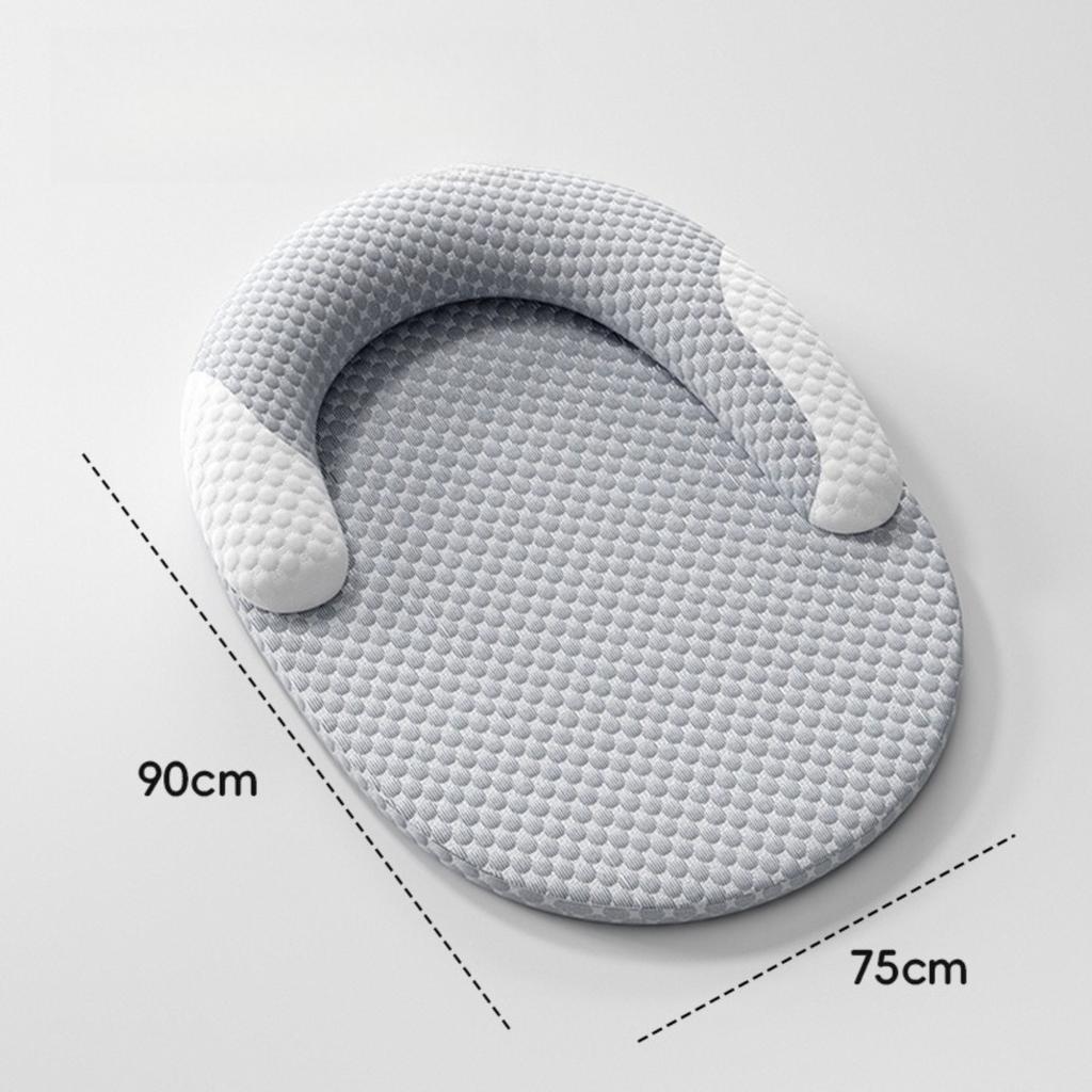 Summer Cooling Cat Bed, Breathable Dog Bed with Raised Neck Pillow, Non-Slip & Washable Round Cooling Pet Mat for Cats and Small Dogs