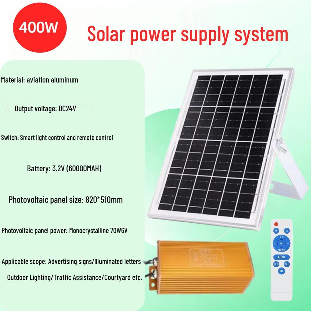 High-Capacity Outdoor Solar Panel with 24V/36V Lithium Iron Phosphate Battery for Monitoring Projects.
