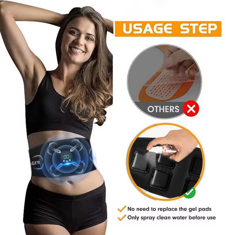 Abdominal Massager Muscle Toner Abdominal Toning Belt Electric USB Recharge Fitness Training Gear Ab Trainer Fitness Equipment