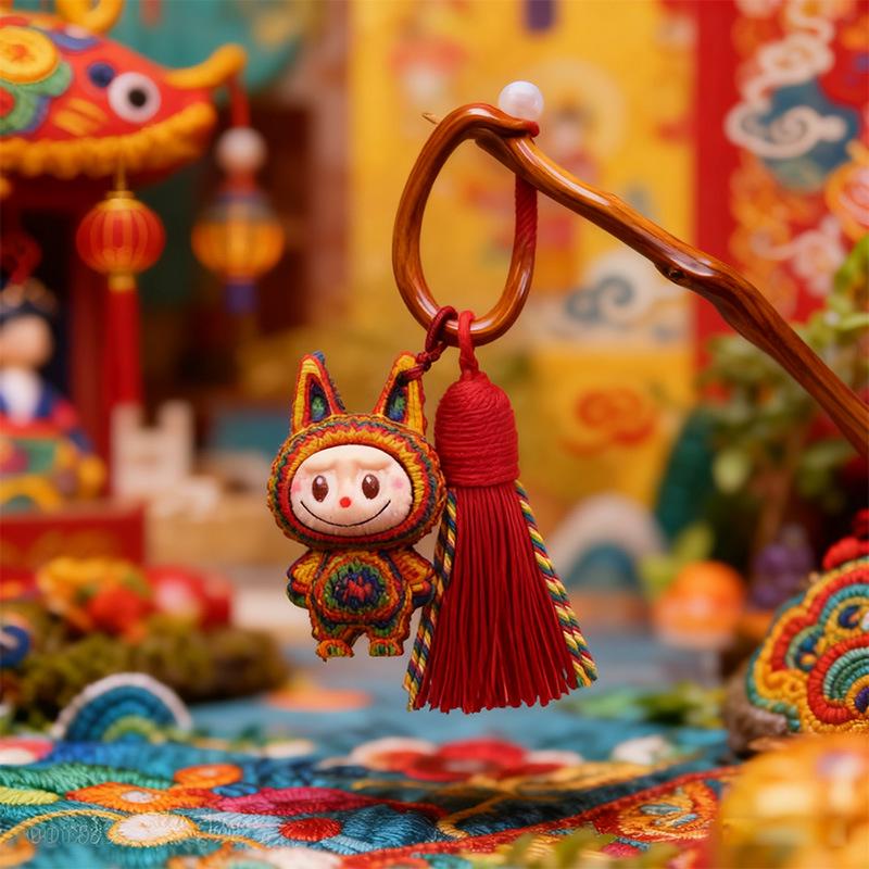 Goldenes Sandelholz Labubu Puppe: Niedlicher Handy-Anhänger, Regenbogen-Spielzeugfigur, Heilendes System Geburtstagsgeschenk für Kinder