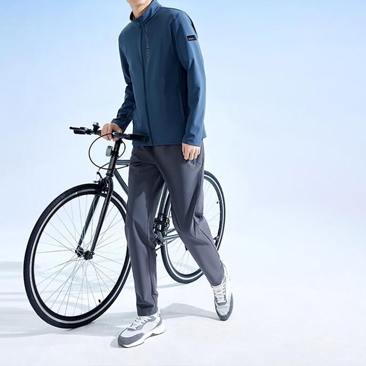 Anta Training Series Letter Print Knitted Sports Jacket Men Jackets Whale-Fin-Blue 152337712-1