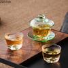 BRGold Plating Crystal Glass Tea Bowl Tea Cup HomeHandmade Crystal Glass Teacup Teabowl Thickened Kung Fu Tea Set Ceremony GiftEY