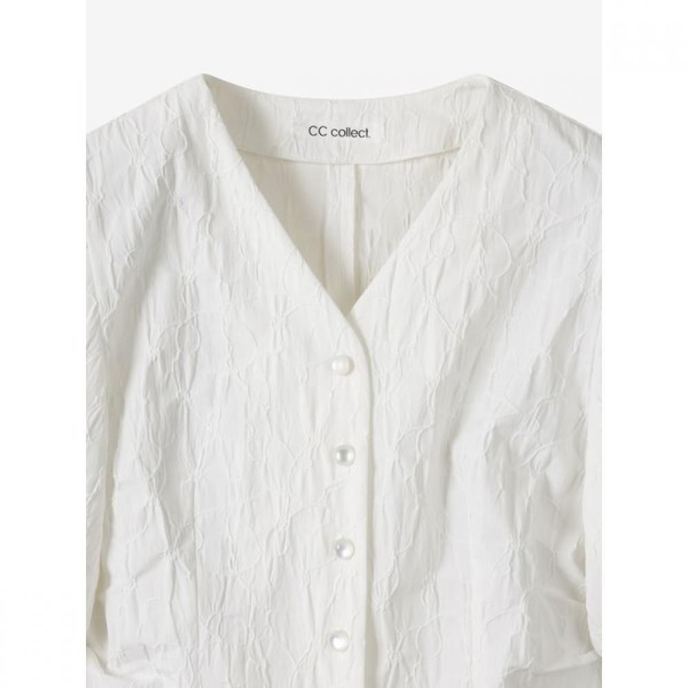 Cc Collect Crinkle Jacquard Shirring Blouse C252msc133
