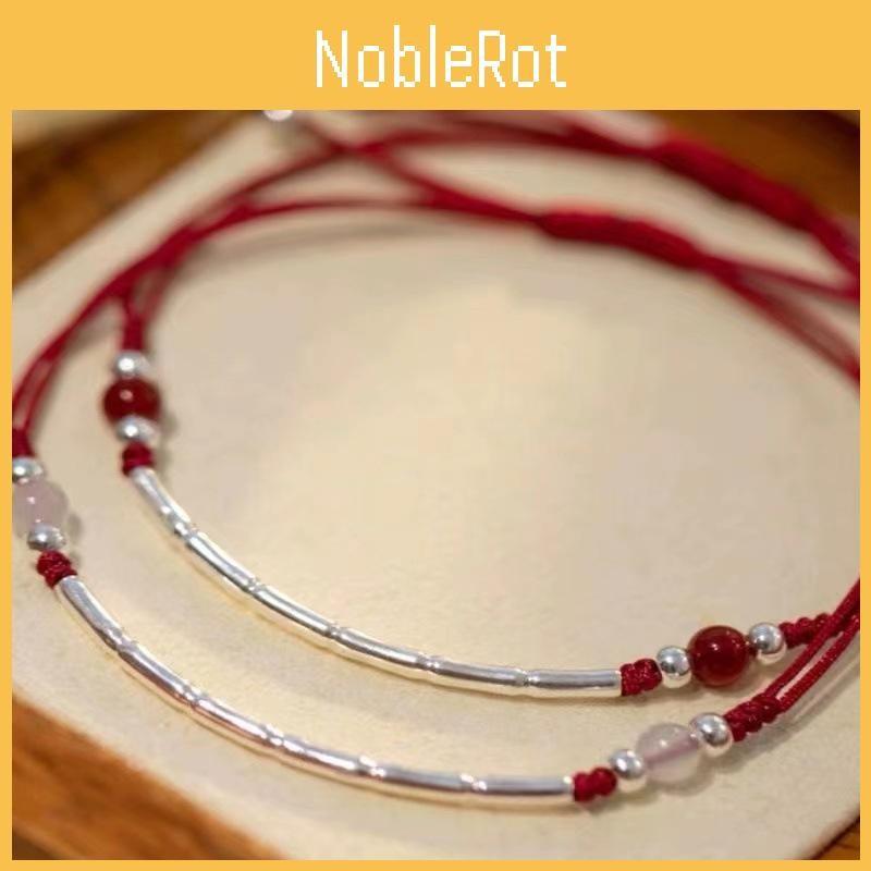 Handmade Red Elegant Rope Bracelet For Women With Bamboo Charm Style Chinese