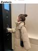 Real shot of the new winter mid-length knee-length down cotton coat for women, Korean-style loose thickened hooded cotton-padded jacket outerwear